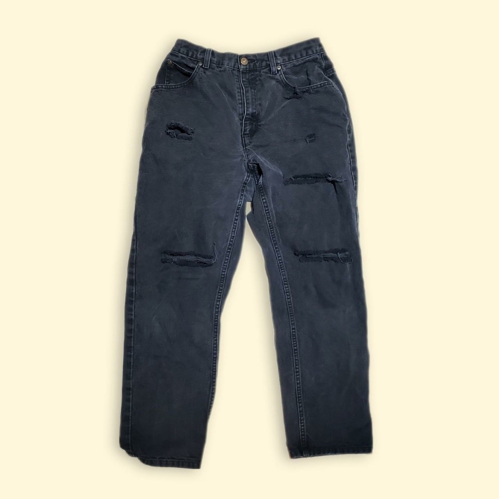 Y2K Grunge Emo Black Ripped Thrashed Jeans High Waisted